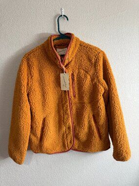 Universal Thread Womens XS Sherpa Fleece Jacket Mustard Yellow Orange